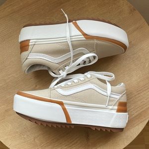 NWOT Beige Platform Vans